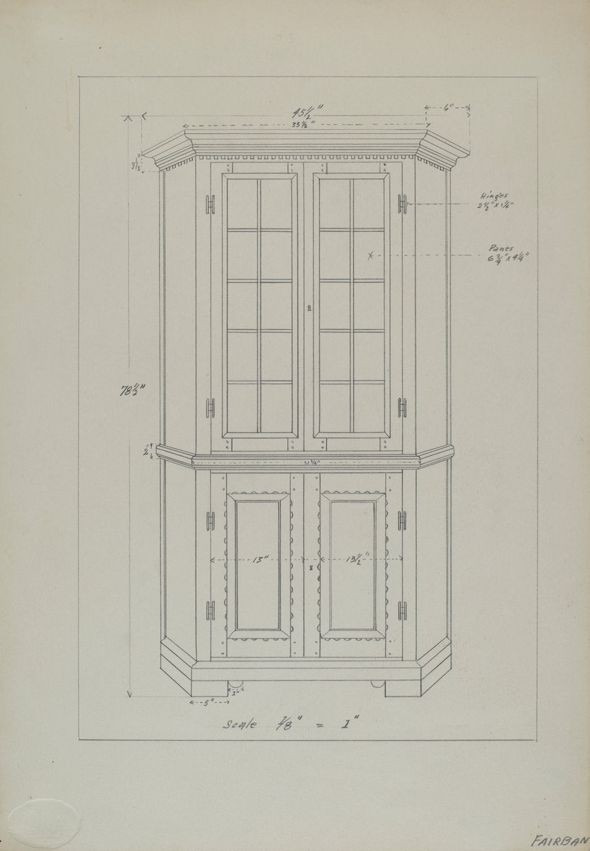 Corner Cupboard by George Fairbanks (American, active c. 1935), 16X12"(A3)Poster Print