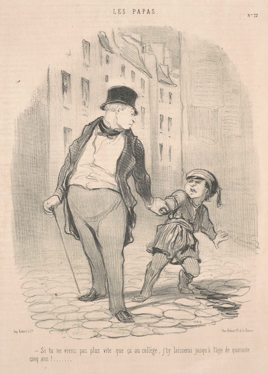 Si tu ne viens pas plus que ça au collège ... by Honoré Daumier (French, 1808 - 1879), 16X12"(A3)Poster Print