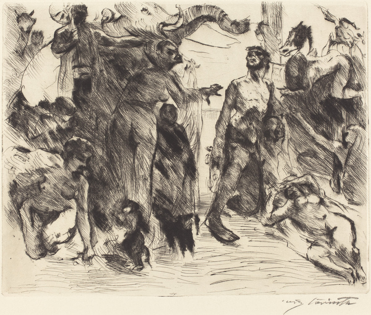 The Temptation of Saint Anthony (Die Versuchung des heiligen Antonius) by Lovis Corinth (German, 1858 - 1925), 16X12"(A3)Poster Print