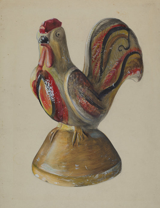 Chalkware Rooster by Mina Lowry (American, 1894 - 1942), 16X12"(A3)Poster Print