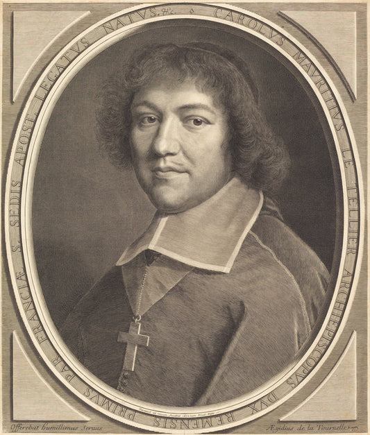 Charles-Maurice Le Tellier by Robert Nanteuil (French, 1623 - 1678), 16X12"(A3)Poster Print