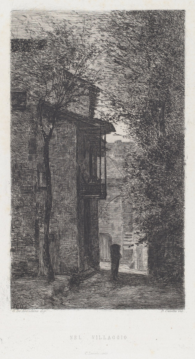 Nel Villaggio [In the Village] by Domenico Casella, after Serafin de Avendano (Italian, 1856 - 1925), 16X12"(A3)Poster Print