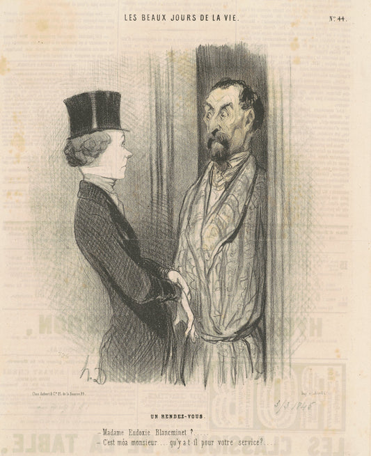 Un rendez-vous by Honoré Daumier (French, 1808 - 1879), 16X12"(A3)Poster Print
