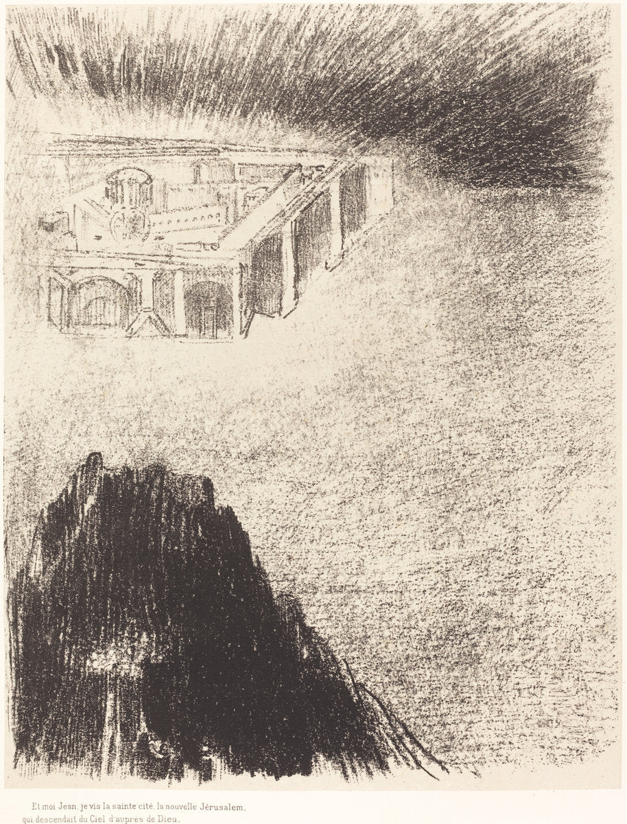 Et moi, Jean, Je vis la sainte cite, la nouvelle Jerusalem, qui descendait du ciel, d'aupres de dieu (And I John saw the holy city, new Jerusalem, coming down from God out of heaven) by Odilon Redon (French, 1840 - 1916), 16X12"(A3)Poster Print