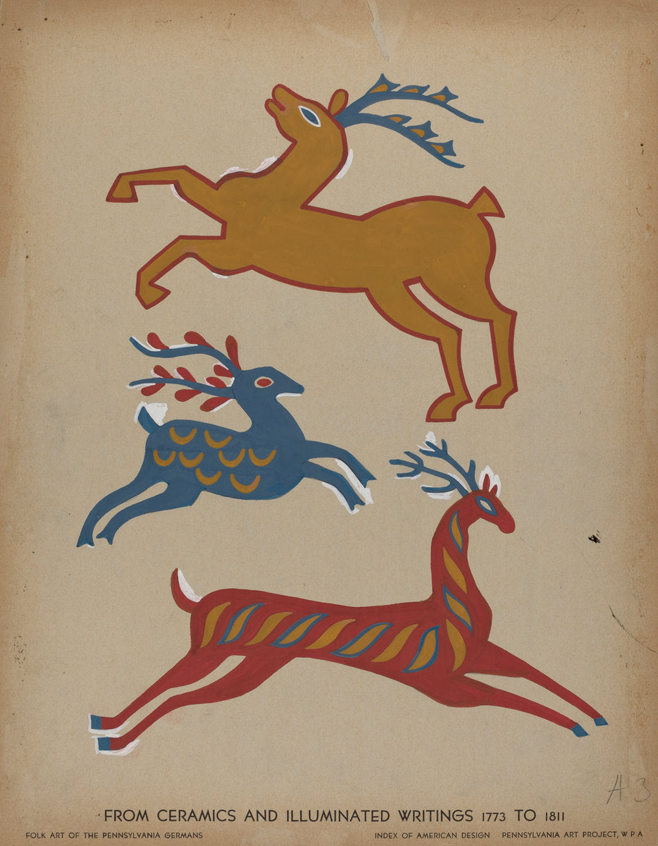c. 1939 by American 20th Century (Drawing for Plate 3: From Portfolio "Folk Art of Rural Pennsylvania"), 16X12"(A3)Poster Print