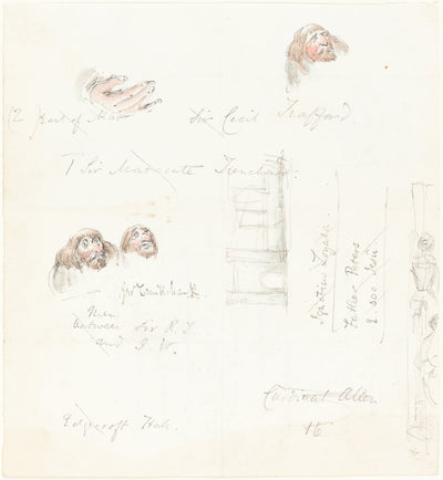 Sketches of Grotesque Faces by George Cruikshank (British, 1792 - 1878), 16X12"(A3)Poster Print