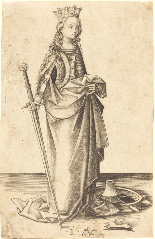 Saint Catherine by Israhel van Meckenem (German, c. 1445 - 1503), 16X12"(A3)Poster Print