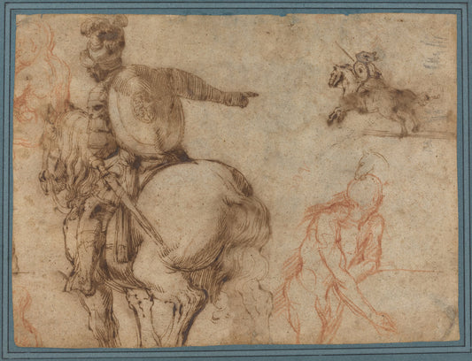 A Soldier on Horseback and Other Studies by Antonio Tempesta (Florentine, 1555 - 1630), 16X12"(A3)Poster Print