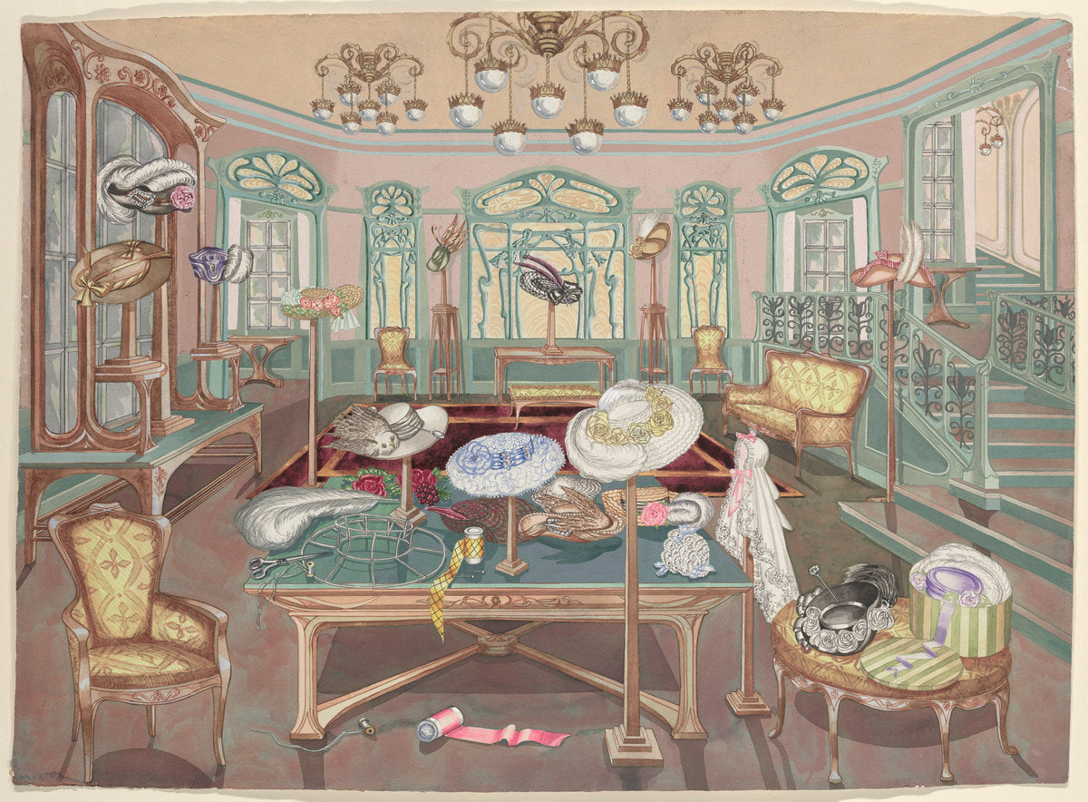 Millinery Shop, 1905 by Perkins Harnly (American, 1901 - 1986), 16X12"(A3)Poster Print