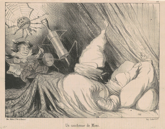 Un cauchemar de Mimi by Honoré Daumier (French, 1808 - 1879), 16X12"(A3)Poster Print