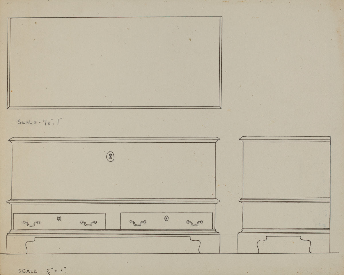 Pa. German Dower Chest by Joseph Rothenberg (American, active c. 1935), 16X12"(A3)Poster Print