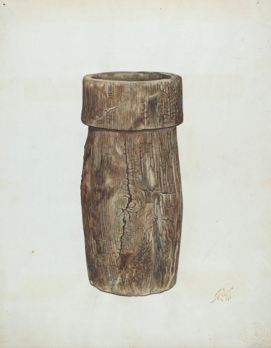 Lead Miner's Wooden Bucket by Arthur Stewart and Paul Poffinbarger (American, active c. 1935), 16X12"(A3)Poster Print