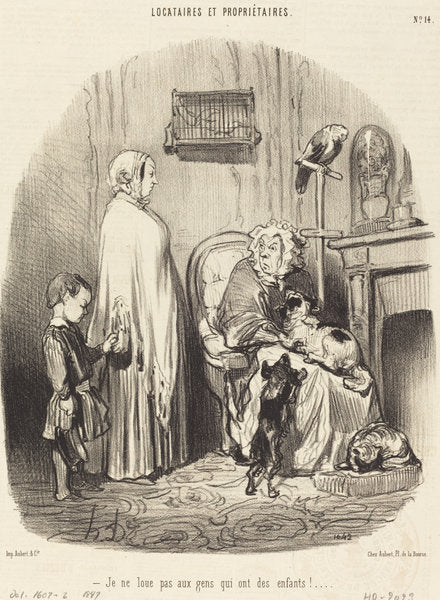 Je ne loue pas aux gens qui ont des enfants! by Honoré Daumier (French, 1808 - 1879), 16X12"(A3)Poster Print