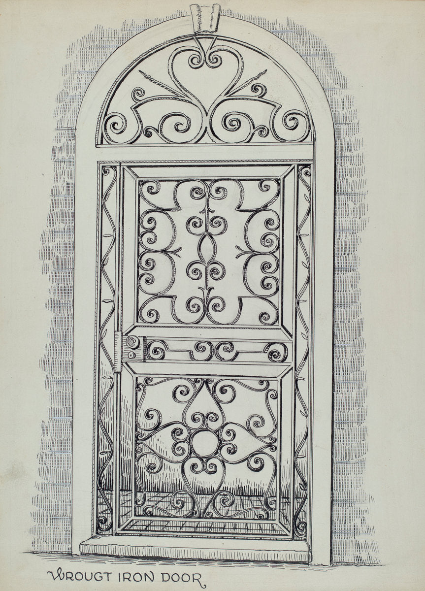 Wrought Iron Door by Al Curry (American, active c. 1935), 16X12"(A3)Poster Print
