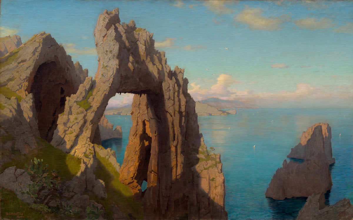 Natural Arch at Capri by William Stanley Haseltine (American, 1835 - 1900), 16X12"(A3)Poster Print