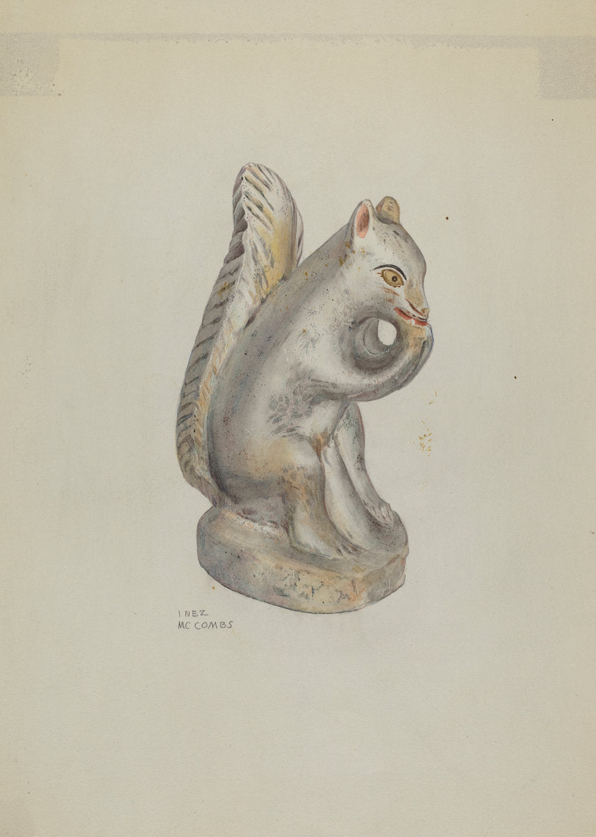 Pa. German Chalkware Squirrel by Inez McCombs (American, active c. 1935), 16X12"(A3)Poster Print