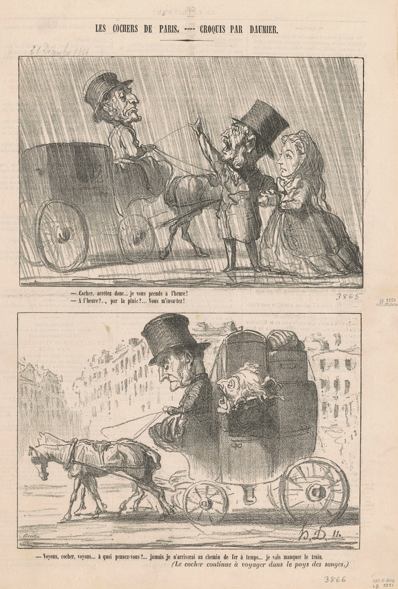 Cocher, arrêtez donc by Honoré Daumier (French, 1808 - 1879), 16X12"(A3)Poster Print