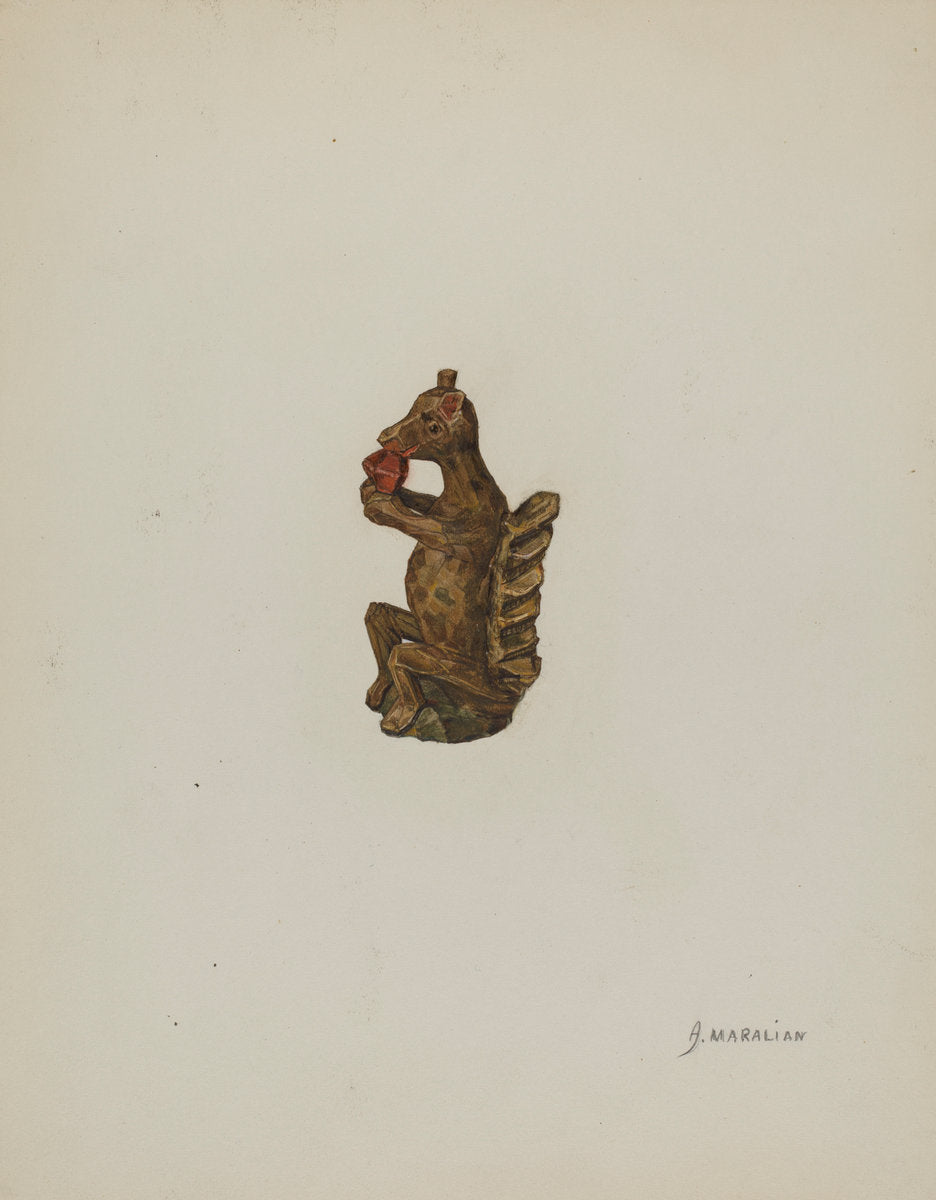 Pa. German Squirrel Figurine by Arsen Maralian (American, active c. 1935), 16X12"(A3)Poster Print