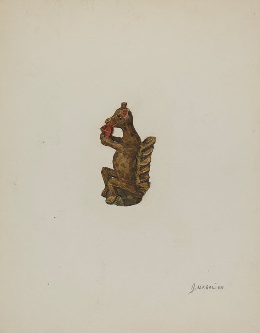 Pa. German Squirrel Figurine by Arsen Maralian (American, active c. 1935), 16X12"(A3)Poster Print