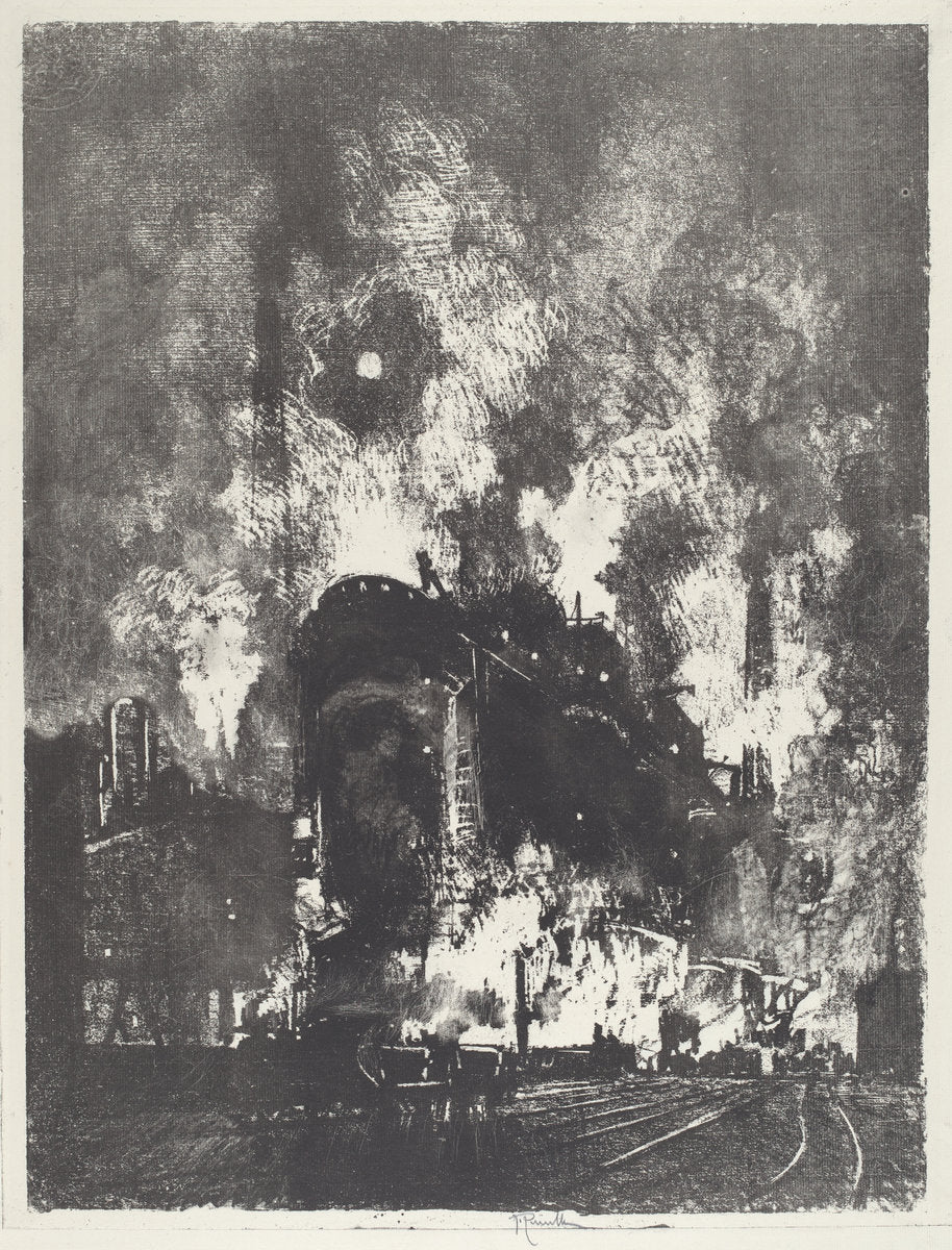 Furnaces at Night by Joseph Pennell (American, 1857 - 1926), 16X12"(A3)Poster Print