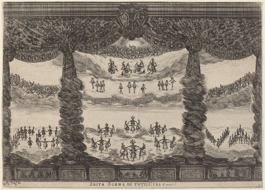 Sesta Scena di Tutto Cielo by Stefano Della Bella after Alfonso Parigi II (Italian, 1610 - 1664), 16X12"(A3)Poster Print