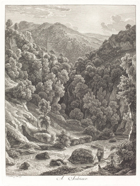 A Subiaco (Near Subiaco) by Johann Christian Reinhart (German, 1761 - 1847), 16X12"(A3)Poster Print