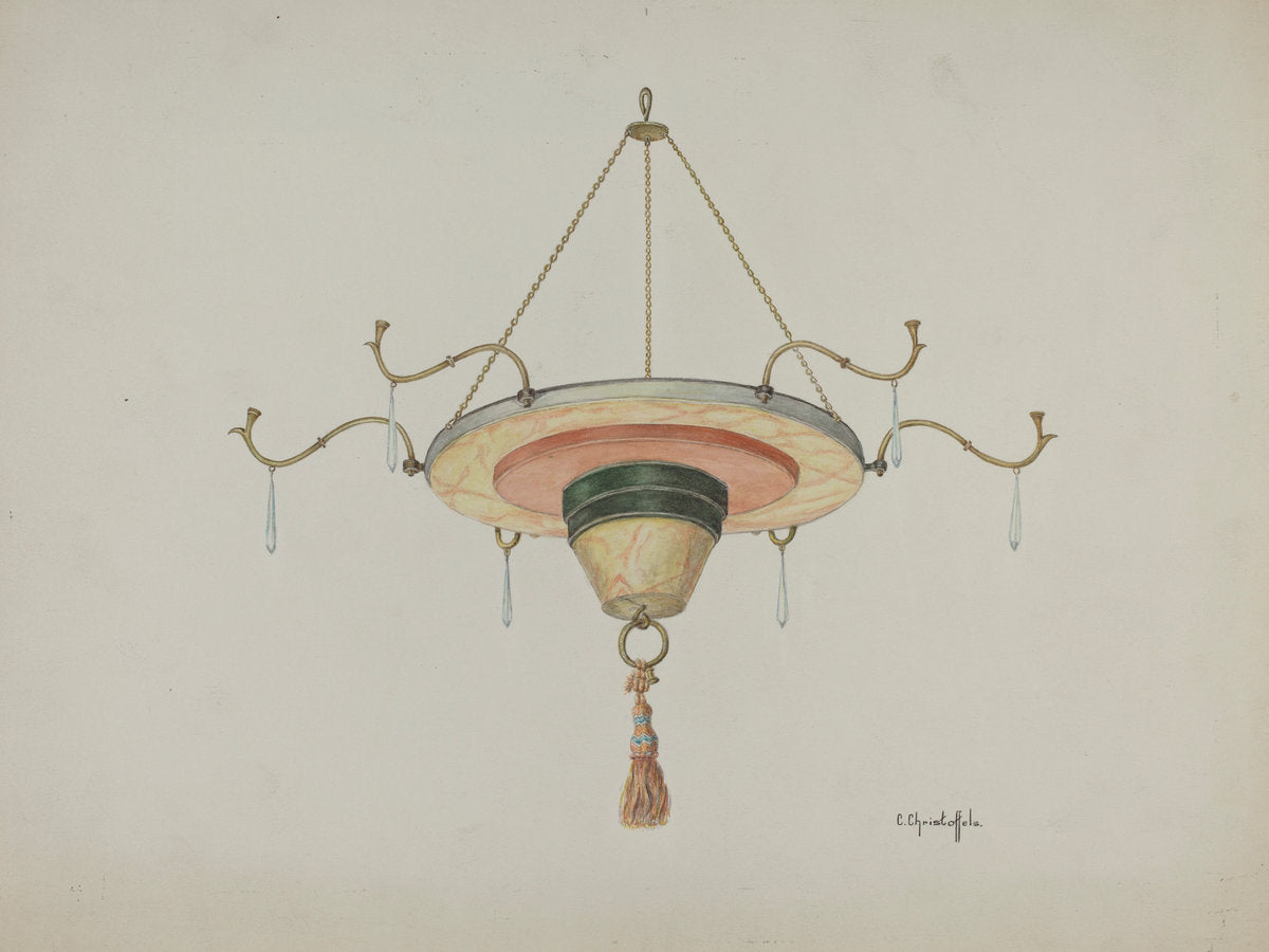 Chandelier by Cornelius Christoffels (American, active c. 1935), 16X12"(A3)Poster Print