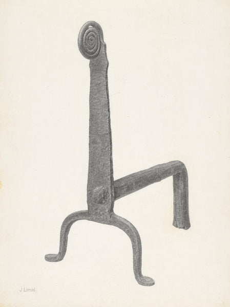 Andiron (one of pair) by Jacob Lipkin (American, active c. 1935), 16X12"(A3)Poster Print