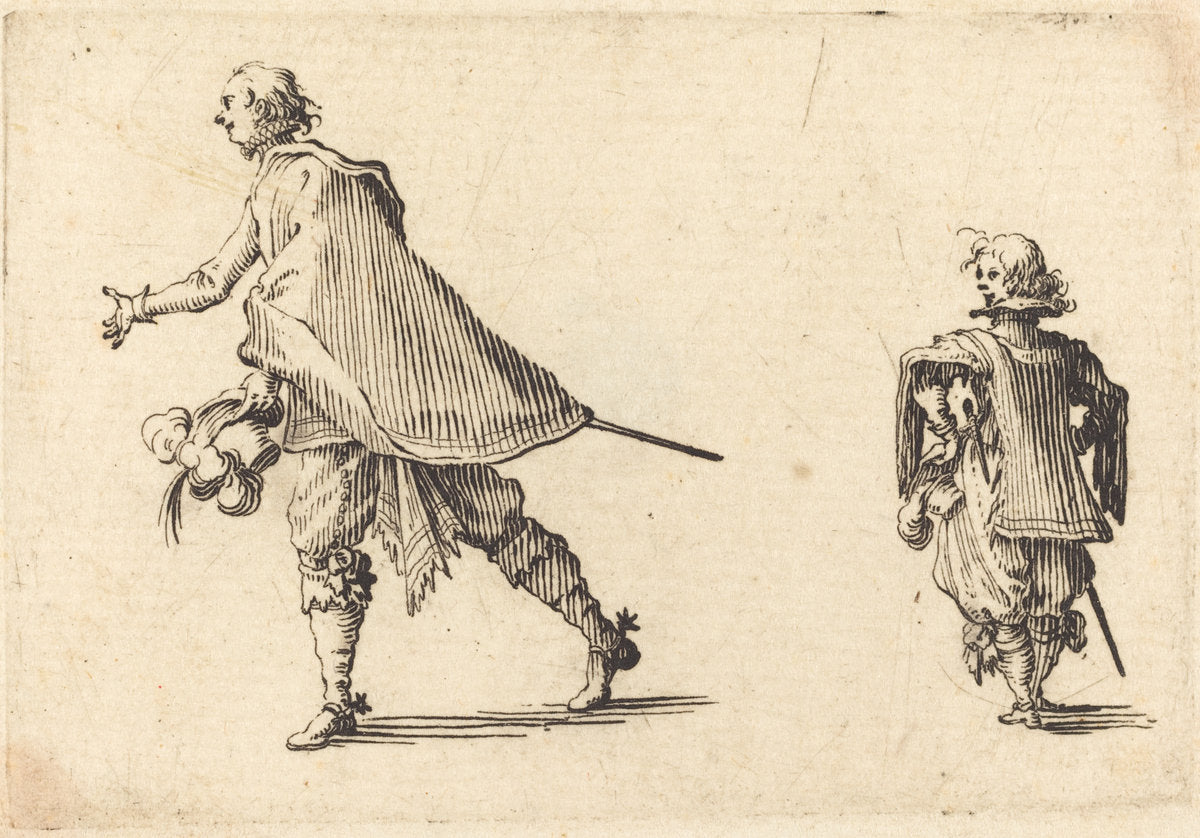 Gentleman and His Page by Jacques Callot (French, 1592 - 1635), 16X12"(A3)Poster Print