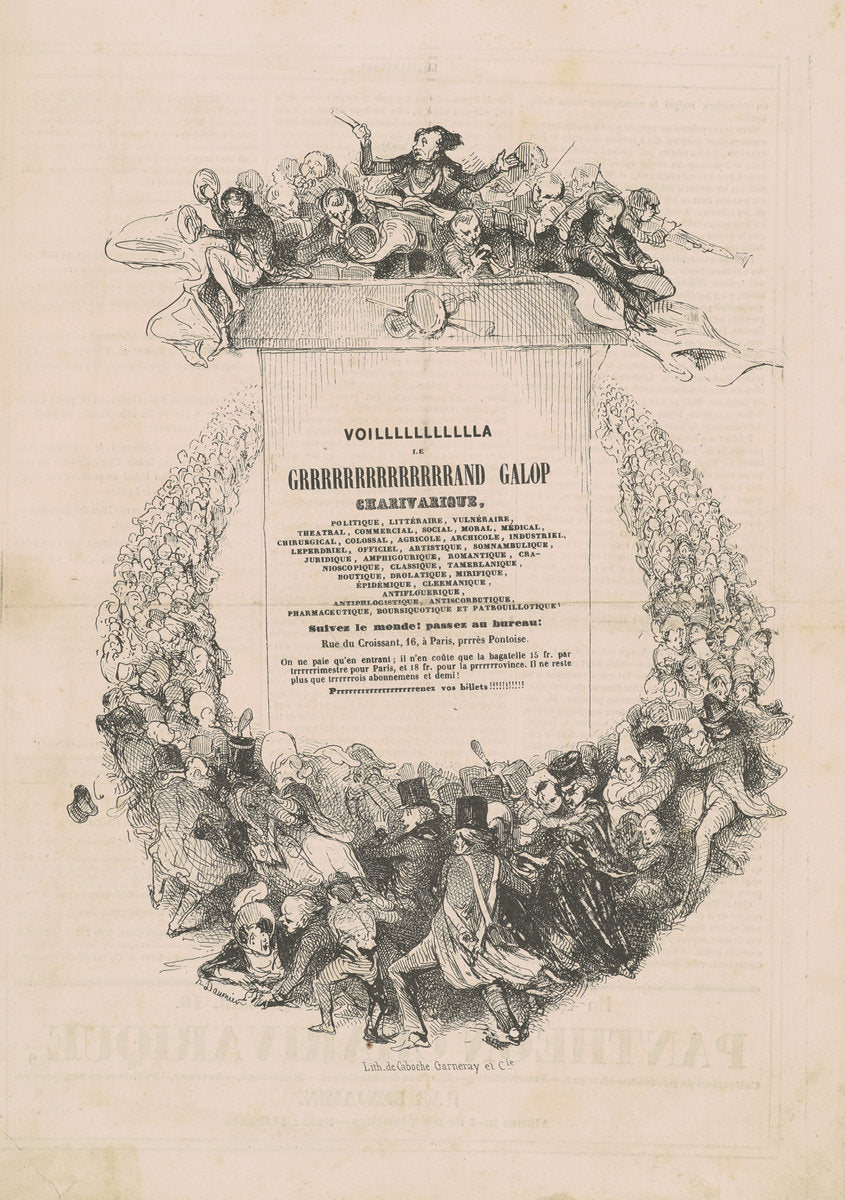 VOILLLLLLLLLLLA LE GRRRRRRRRRRRRRRAND galop charivarique by Honoré Daumier (French, 1808 - 1879), 16X12"(A3)Poster Print