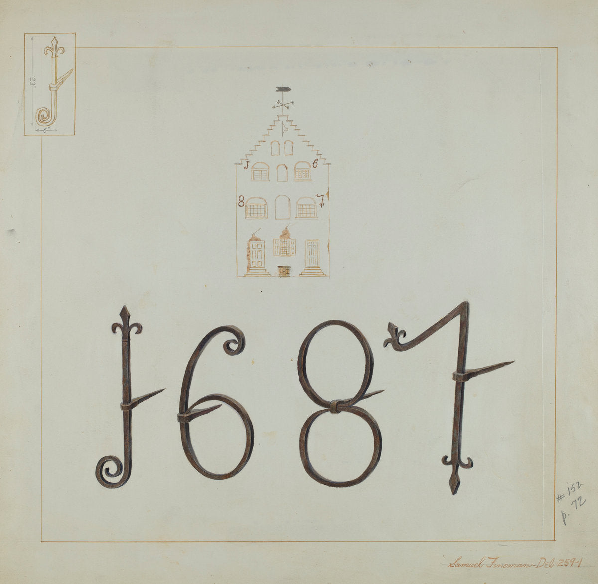 Wrought Iron Numerals by Samuel Fineman (American, active c. 1935), 16X12"(A3)Poster Print