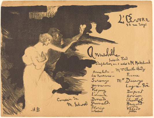 Annabella ('Tis Pity She's a Whore) by Henri Bataille (French, 1872 - 1922), 16X12"(A3)Poster Print