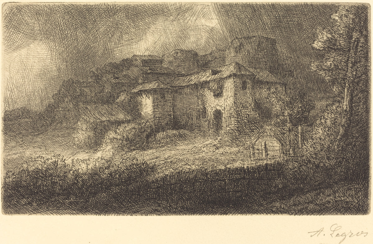 Ruins of a Chateau (Les ruines du chateau) by Alphonse Legros (French, 1837 - 1911), 16X12"(A3)Poster Print
