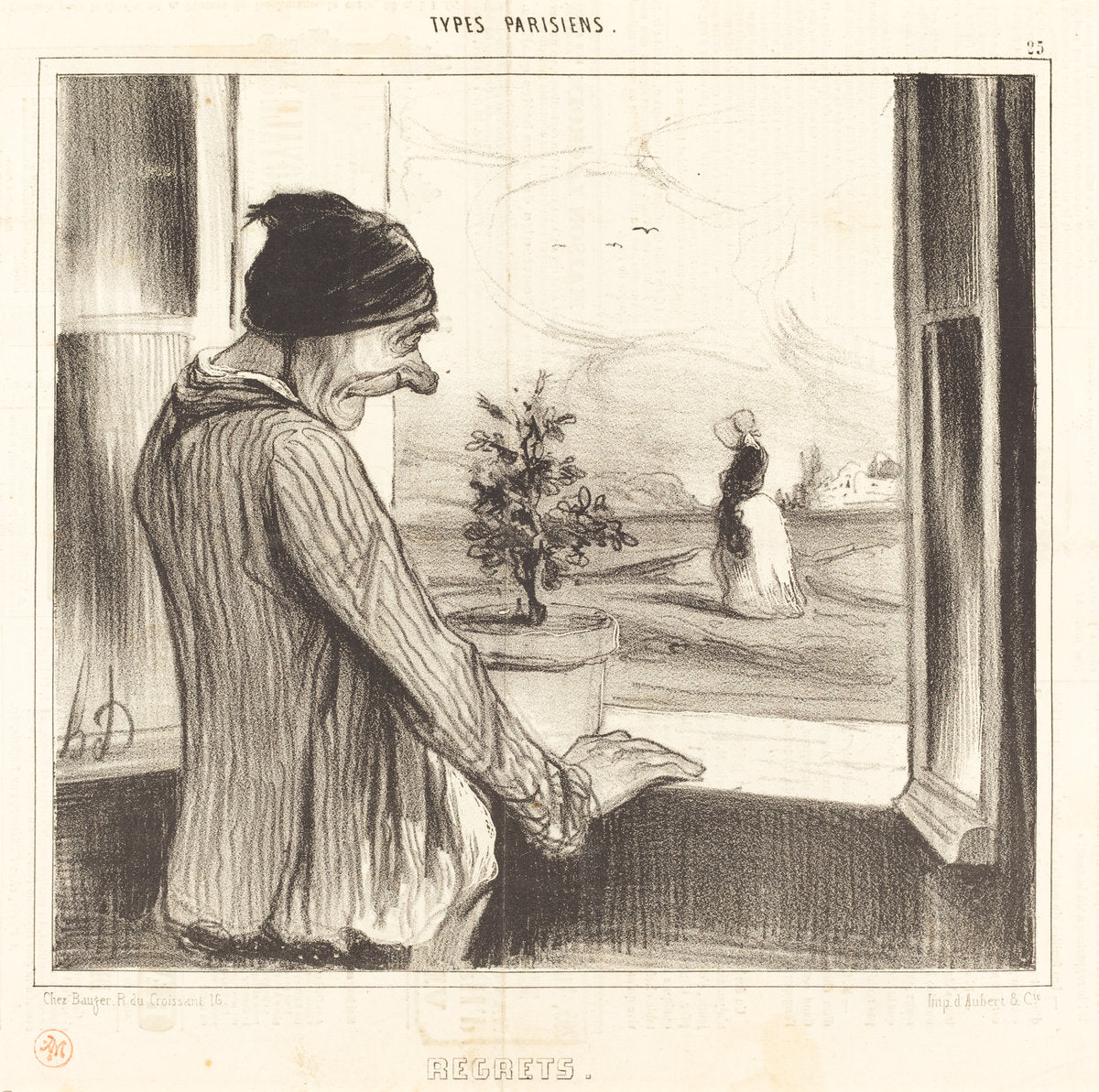 Regrets by Honoré Daumier (French, 1808 - 1879), 16X12"(A3)Poster Print