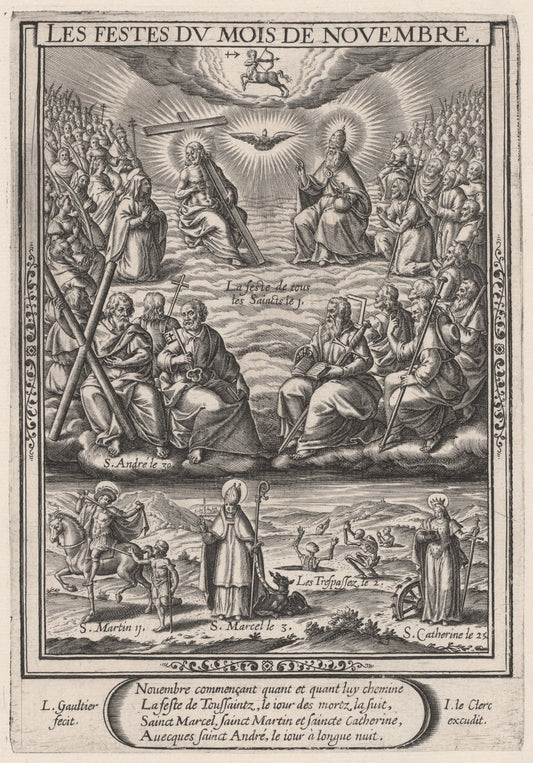 Les Festes du mois de November (November: All Saints) by Léonard Gaultier (French, 1561 - 1641), 16X12"(A3)Poster Print