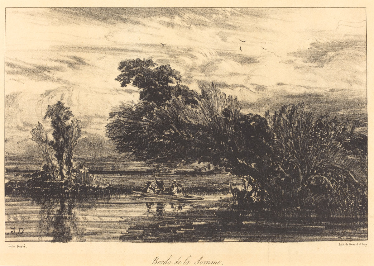 Bank of the Somme (Bords de la Somme) by Jules Dupré (French, 1811 - 1889), 16X12"(A3)Poster Print
