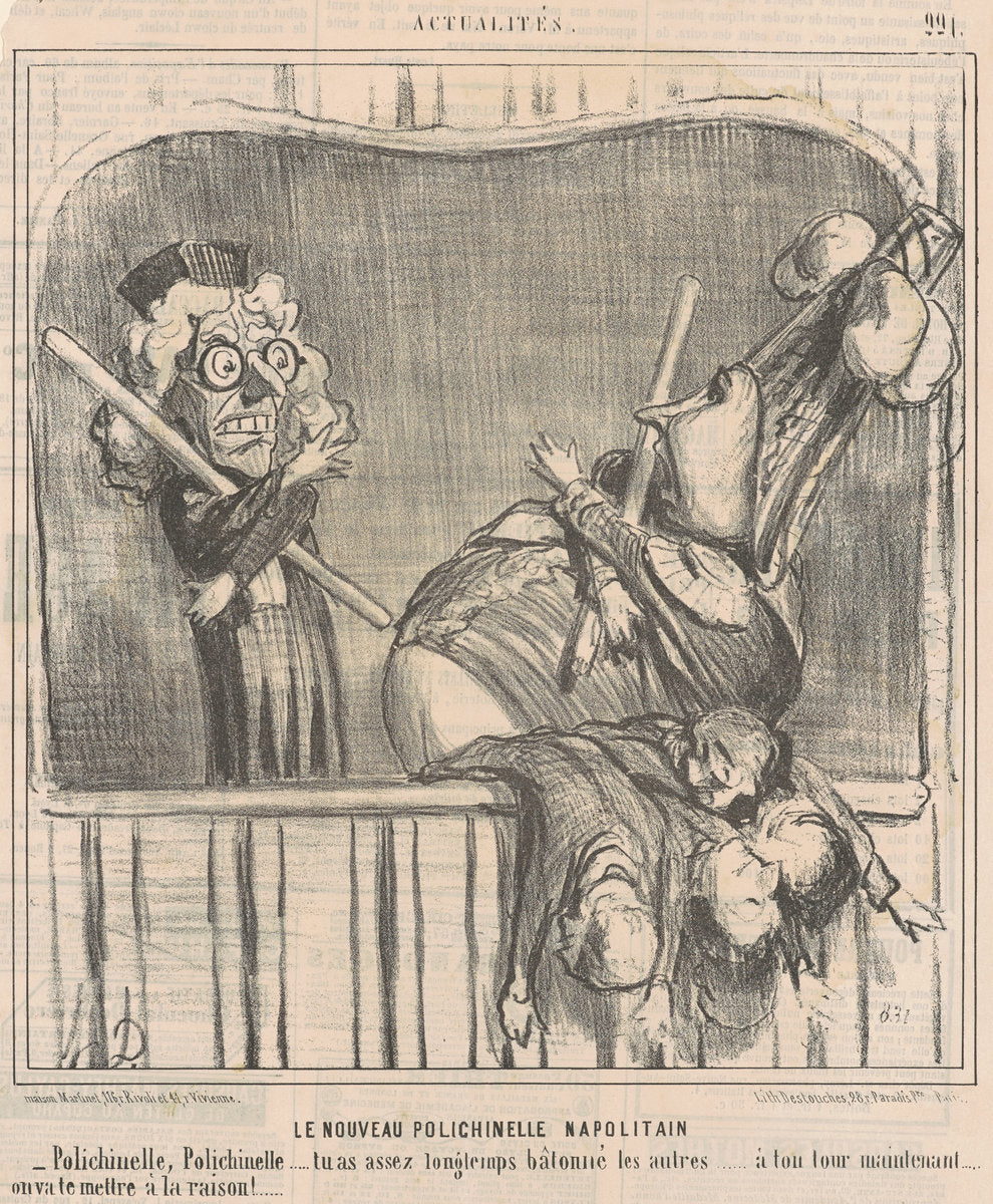 Le nouveau polichinelle napolitan by Honoré Daumier (French, 1808 - 1879), 16X12"(A3)Poster Print