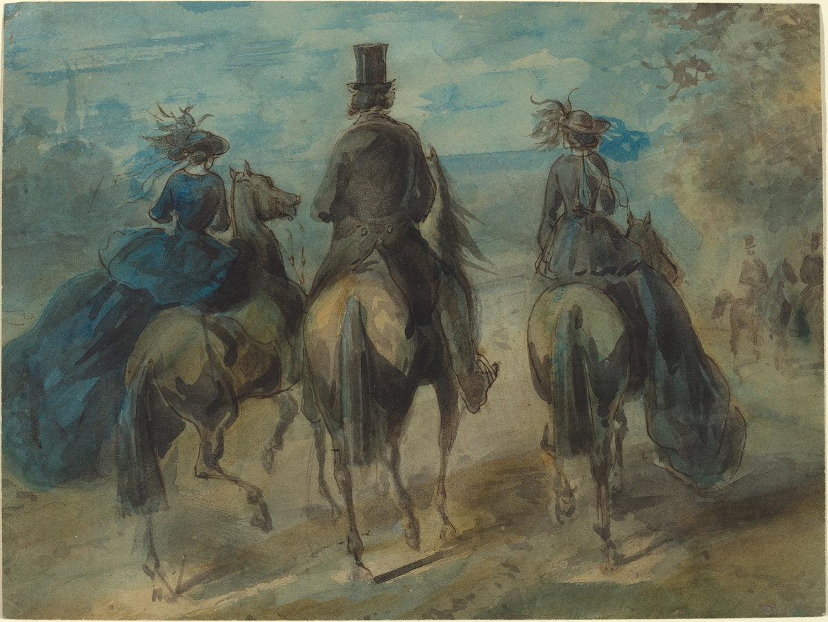Promenade in the Bois by Constantin Guys (French, 1805 - 1892), 16X12"(A3)Poster Print