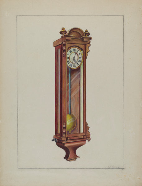 Wall Clock by John Cutting (American, active c. 1935), 16X12"(A3)Poster Print