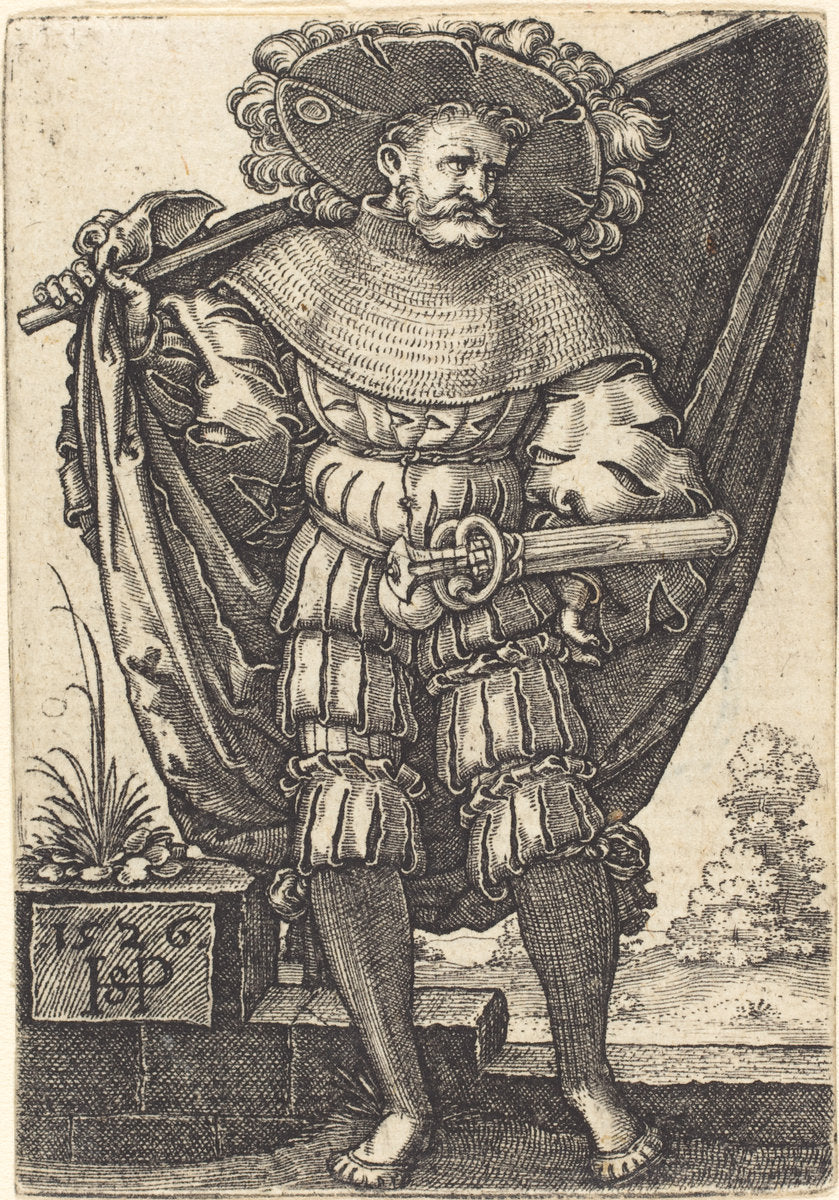 Standard Bearer by Sebald Beham (German, 1500 - 1550), 16X12"(A3)Poster Print