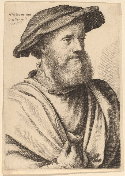 Man with Beard Looking Right (Hans Holbein?) by Wenceslaus Hollar after Hans Holbein the Younger (Bohemian, 1607 - 1677), 16X12"(A3)Poster Print