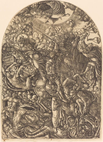 Saint John Sees the Four Horsemen by Jean Duvet (French, 1485 - c. 1570), 16X12"(A3)Poster Print