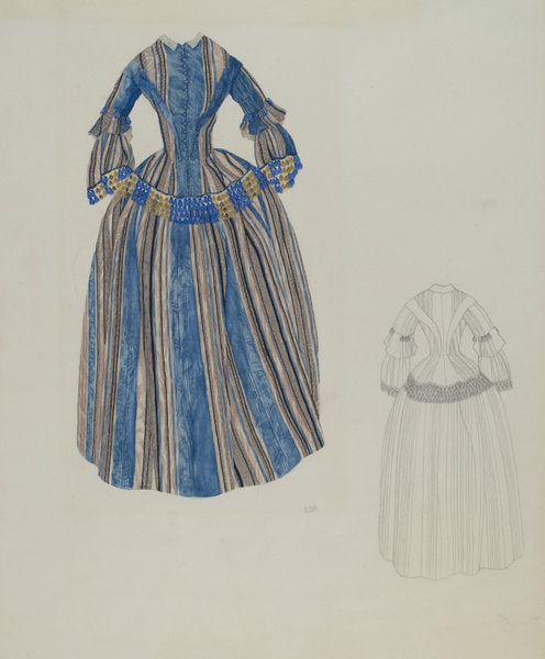 Blue & Grey Striped Dress by Joseph L. Boyd (American, active c. 1935), 16X12"(A3)Poster Print