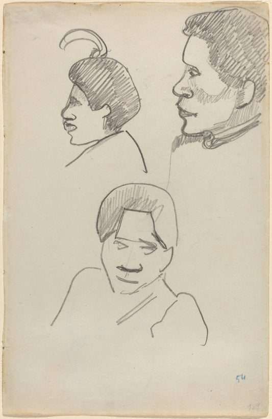 Tahitian Heads by Paul Gauguin (French, 1848 - 1903), 16X12"(A3)Poster Print