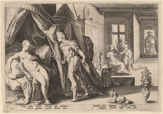 1590 by Dutch 16th Century after Hendrik Goltzius (Mercury Entering Herse's Room), 16X12"(A3)Poster Print