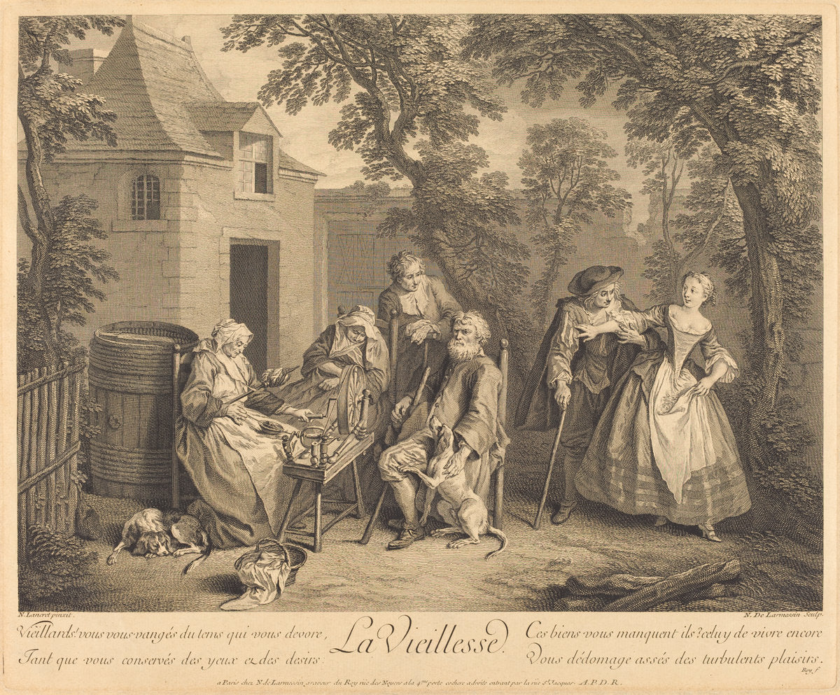 La vieillesse by Nicolas de Larmessin IV after Nicolas Lancret (French, 1684 - 1753 or 1755), 16X12"(A3)Poster Print