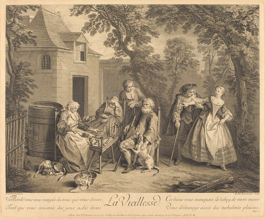 La vieillesse by Nicolas de Larmessin IV after Nicolas Lancret (French, 1684 - 1753 or 1755), 16X12"(A3)Poster Print