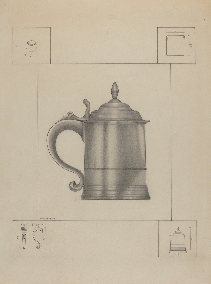 Pewter Mug by Henry Meyers (American, active c. 1935), 16X12"(A3)Poster Print
