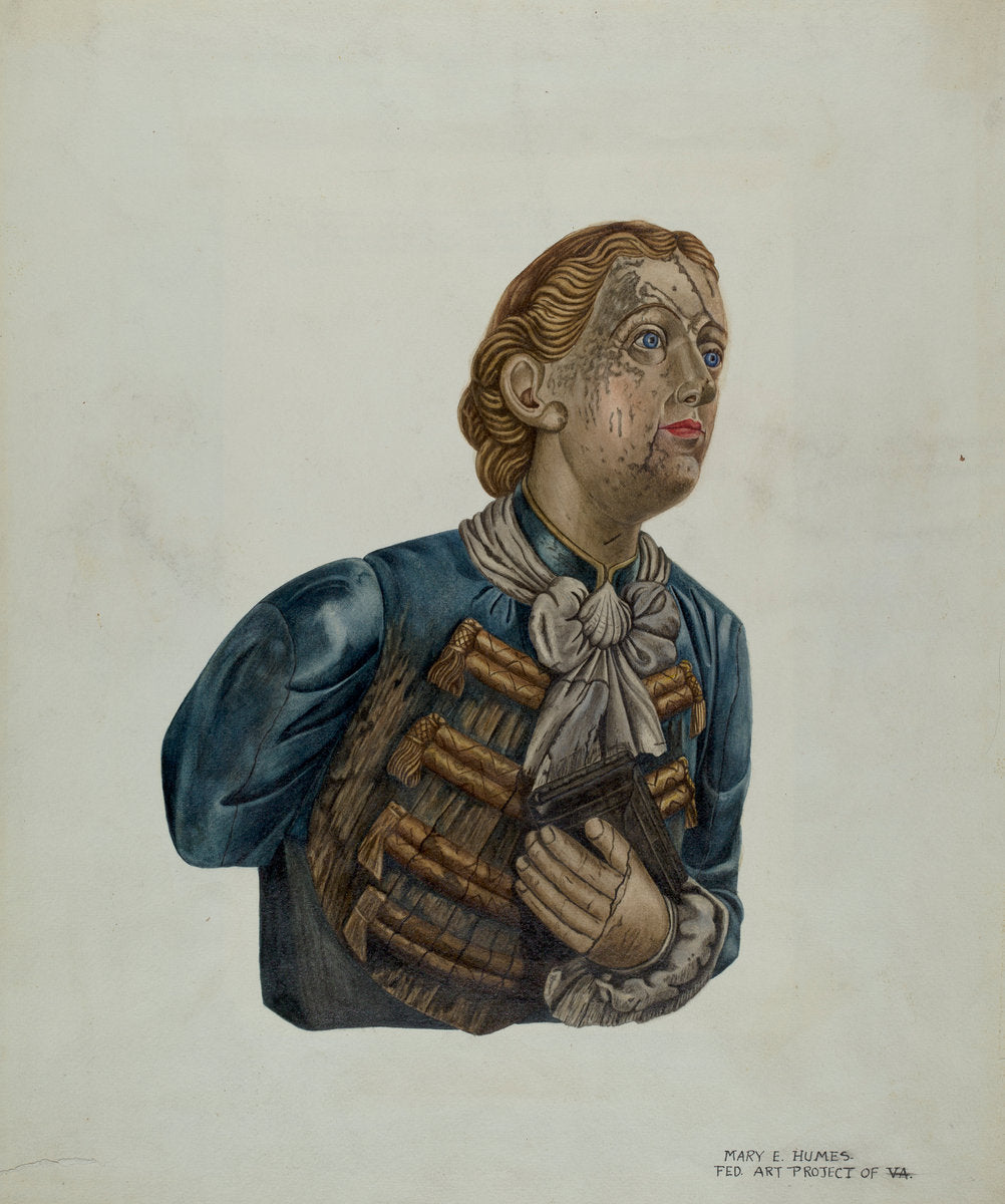 Figurehead from Bark "George" by Mary E. Humes (American, active c. 1935), 16X12"(A3)Poster Print