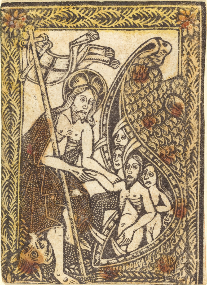 1460/1480 by Workshop of Master of the Borders with the Four Fathers of the Church (Christ's Descent in Limbo), 16X12"(A3)Poster Print